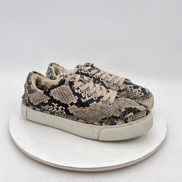 All Saints Trish Women Size EU 38 US 8 Beige Leather Snakeskin Print Shoe - Picture 4 of 14